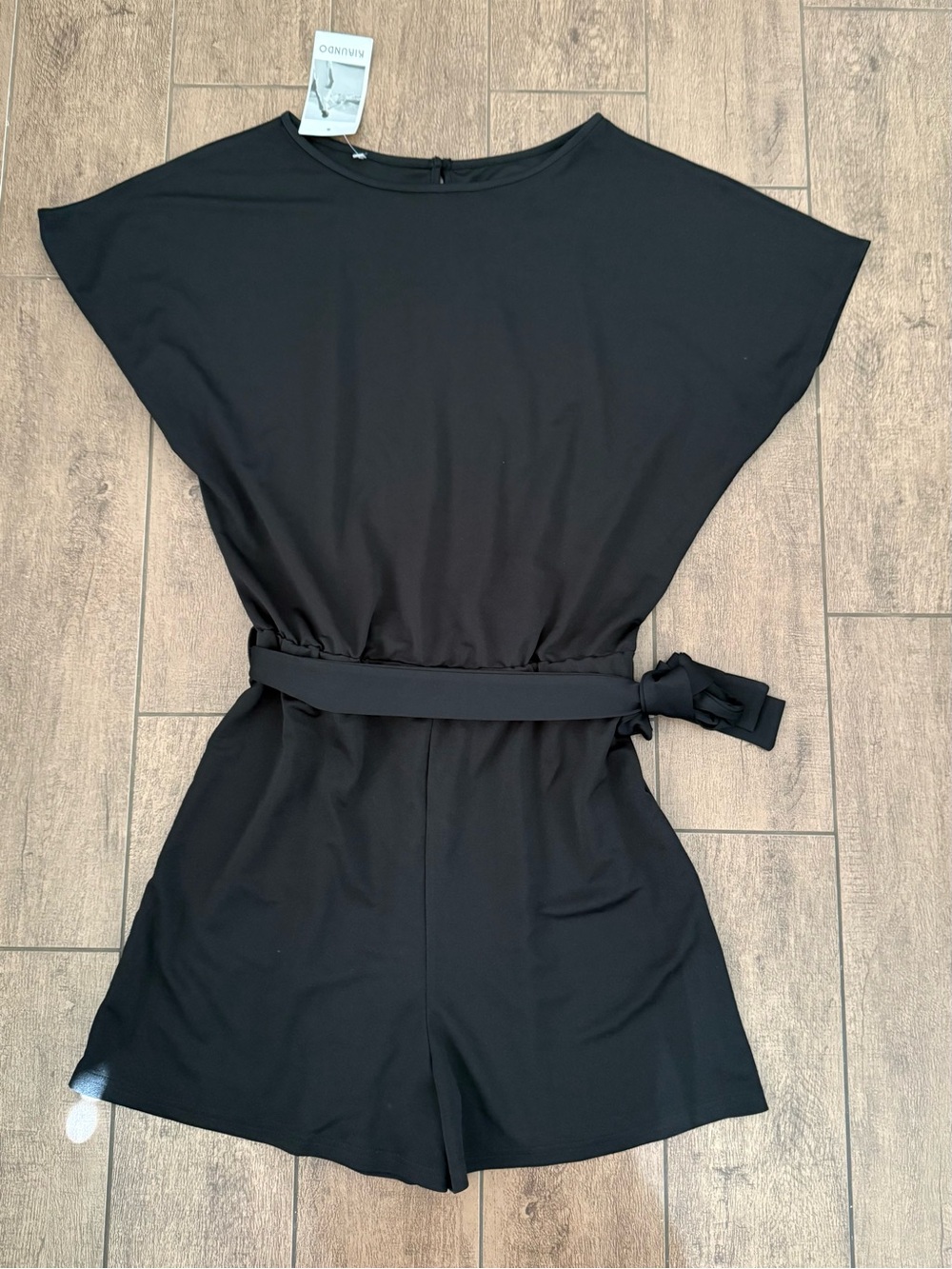 Kirundo Black Belted Short Jumpsuit Romper Women’s Sz L